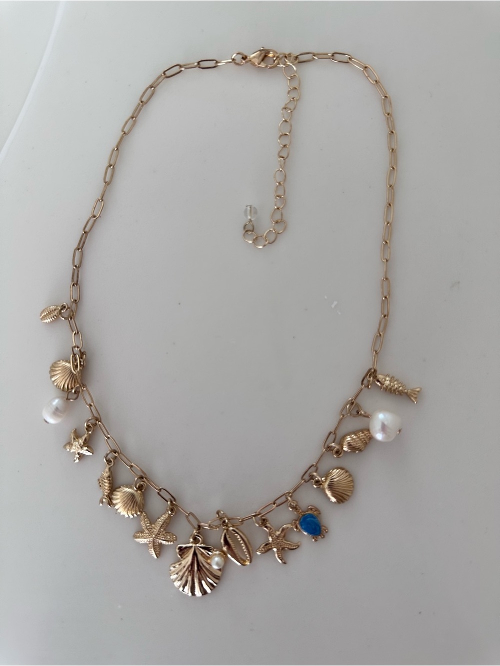House of Harlow 1960 Seashell Charm Necklace with Pearl Accents
